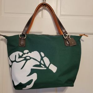 NWTS REBECCA RAY Equestrian Luxury Horse Canvas Handbag signed by Ray Green Tote
